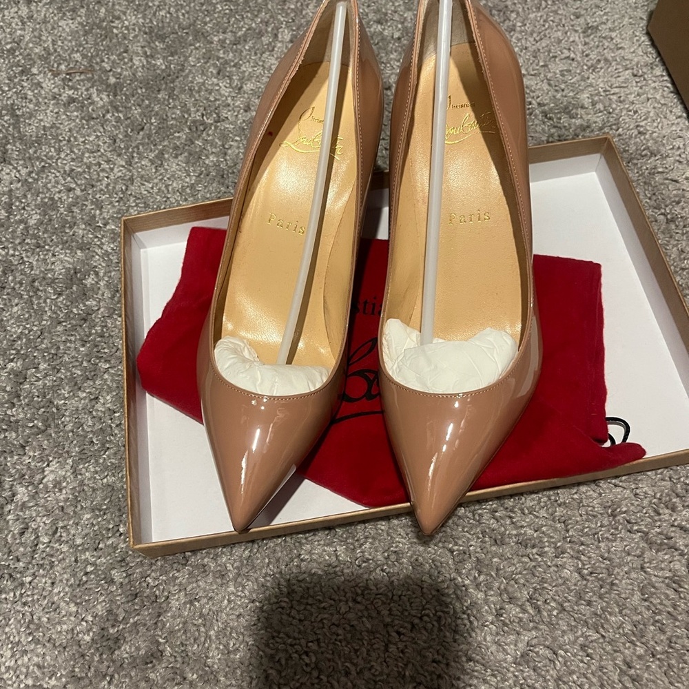 Christian Louboutin Nude Patent Leather Pumps